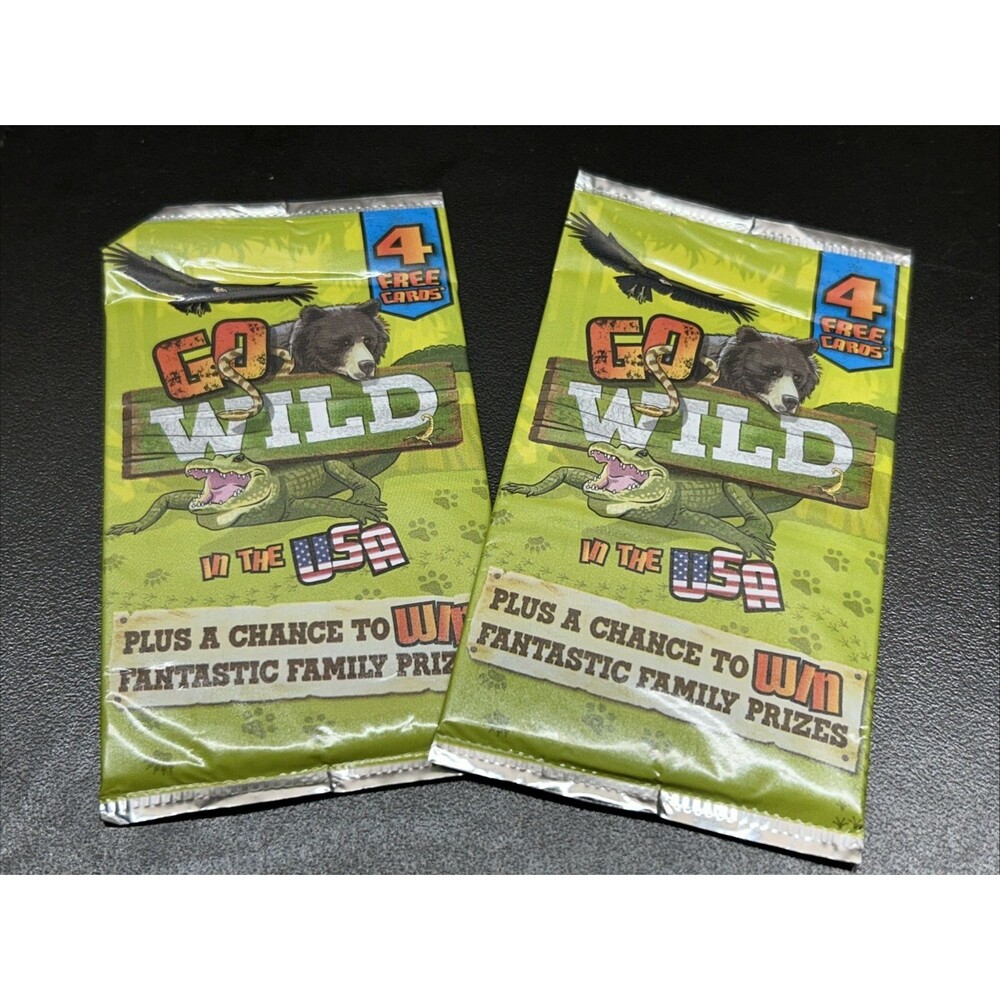 2 Packs of “GO WILD IN THE USA” TRADING CARDS -New UNOPENED